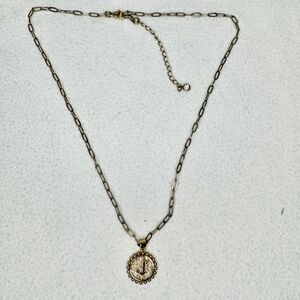 Gold Paperclip Chain Necklace with “J” Charm – Adjustable, 10 in Hanging Length